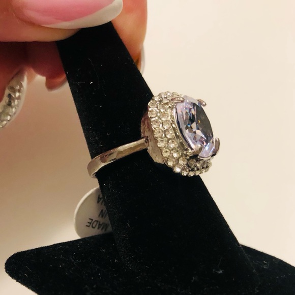 Faceted Size 9 Crystal Cocktail Ring - Picture 8 of 9